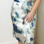 Banana Republic 100% Silk Scoop Neck Blue Green Watercolor Print Dress US 8 Photo 0