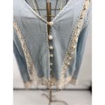 Calypso St. Barth Blue Lace Detail Cardigan Size Medium 100% Linen Photo 7