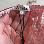 Anthropologie Aureta Square Neck Corset Midi A Line Dress Red White size M Size M Photo 5