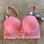 Daisy Fuentes  34C Long Line Lace Bra Bubblegum Pink Photo 0