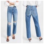 SLVRLAKE London Straight Leg Jeans in Gimme Shelter Sz 28 Distressed High Rise‎ Blue Photo 1