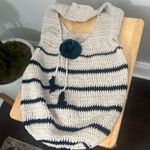 Handmade  knitted bag, blue and cream Hobo  Beach  Slouchy bag Photo 0