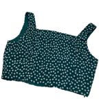 SheIn Green & White Floral Detail Tank Crop Top Shirt Women’s Size Small Design! Photo 2