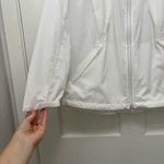 Athleta  Packable White Perforated Windbreaker Rain Hooded Jacket - Size Small Photo 4
