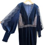 Tadashi Shoji NEW Lace Velvet Jumpsuit Navy Blue Sz 20 Photo 3