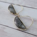 Stone & Gold Tone Large Dangle Earrings for Pierced Ears Photo 0