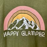P.J. Salvage Women’s Happy Glamper Graphic Long Sleeve Top Olive NWT Photo 1