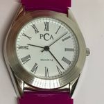 PCA ladies silver tone quartz analog wrist watch 34mm purple band running Photo 1