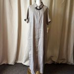 Vintage 90s Andrea Viccaro 100% Linen Maxi Shirt Dress NWT Tan Gray XL Photo 2