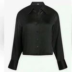 EXPRESS  Satin Cropped Boyfriend Portofino Shirt Photo 2