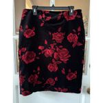 Talbots  Pencil Skirt  Velvet Red Roses Burnt Zip Back Women’s Sz 12 Back Zip Photo 5