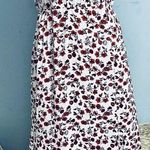 H&M Floral Dress SzS Red White High Waist Vacation Maxi Dress Side Slit Ditsy Photo 1
