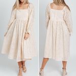 Storia NWT  Floral Lace Midi Dress Cream Long Sleeve Square Neck Fit Flare Sz XL Photo 5