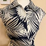 Milly $375  Women's Blue Maxwell Palm Leaf-Print Cap-Sleeve Dress Size 8 Photo 4