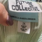 Future Collective Women's 2X Watercolor Plisse Midi Dress Multicolor Green Photo 8