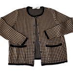 Karen Lessly Houndstooth Black and Brown Cardigan Women's Size Medium Photo 0