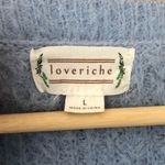 VICI Blue Moon fuzzy cozy boho ruffled open shoulder sweater size L Photo 3