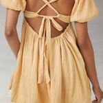 Free People Marina Tie Back Cotton Crinkle Babydoll Dress Yellow / Gold Medium Photo 1