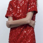 ZARA  Red Sequined Mini Dress Size: L Photo 0