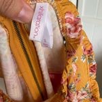 Xhilaration Womens Dress Sz S Mustard Yellow Gold Pink Floral Roses NEW Ruffles Photo 6