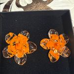 Levens Hibiscus Glass Earrings Orange Photo 1