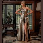 Mac Duggal  67297 One Shoulder Gown Antique Bronze 12 Photo 5