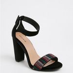 Torrid Black Velvet and Rainbow Rhinestone Ankle Strap Tapered Heel Size 9 NWT Photo 1