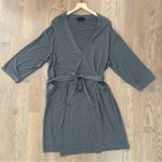 Hatch Knit Jersey Bamboo Maternity / Postpartum Robe in Charcoal Grey One Size Gray Size undefined Photo 3
