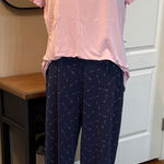 Soma  Cool Nights Pajama Set Pink V-Neck Top & Arrow Print Pants Size L Valentine Photo 0