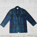 Pendleton 80s Vintage  Black Watch Green Navy Plaid Wool Deadstock Blazer Size 12 Photo 8