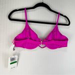 Becca Emory Bright Pink Underwire Bra Bikini Swim Top Beaded Size Large Ribbed Photo 3