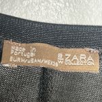 ZARA Black Metallic Sheer Long Sleeve Top Raw Hem Stretchy Shimmery Size M Photo 3