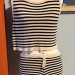 SheIn  Black and Beige Striped Knit Pajama Set (L) Photo 0