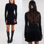 Free People  Emmy Ribbed Knit Mini Dress Black M Photo 3