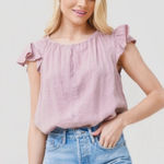 Velvet by Graham & Spencer Mauve Pink Linen Flutter Sleeve Top – Size M Size M Photo 0