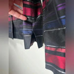 Talbots Silk Red Blue Black Metallic Striped Blazer Jacket Women’s Size 14 Photo 5