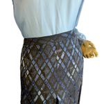 Alfani WOMAN DARK GRAY & BLUE PRINT SILK BLEND PLEATED MIDI SKIRT (22W) Photo 4
