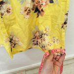 Anthropologie  Feather Bone Talese wide leg yellow floral pants Size 4 Photo 2