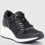 ALDO  Black Gold Shimmer High Heel Sneakers Womens shoes Sneaker size 8.5 Photo 0