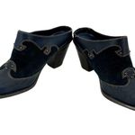 Vintage western mules clogs blue suede heeled studded 8 leather concert rodeo Photo 4