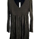 LA Made  V Neck Long Sleeve Gold Metallic Dress Small New Photo 0