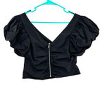 EXPRESS size 6 black crop top zip up rear shirt top blouse party club cap sleeve Photo 1