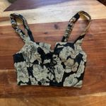 Urban Outfitters  Gold Black Floral Brocade Crop Top Lace Up Size Small‎ Photo 2