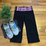 Lululemon Y2K Black Pink Fold Over Cropped Leggings Yoga Pants Size 4 Workout Photo 0