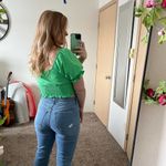 Topshop Green Smocked Crop Top Photo 3