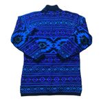 Vintage 80s 90s Oversized Sweater Acrylic Fair Isle Bright Neon Blue Purple sz L Size L Photo 7