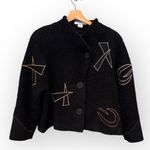 VTG MaryLou Ozbolt Storer Abstract Art Wool Jacket Size Small Black Photo 0