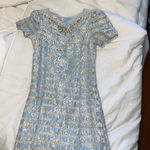 Blue lace embellished rhinestone dress Photo 5