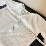 Playa Lucila white eyelet mini dress cover up, ellbow length puff sleeves,size M Size M Photo 9