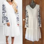 Stevie Hender White Etta Floral Embroidered Gauzy Boho Dress - Size Small Photo 1